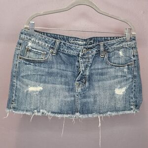 American Eagle Outfitters Distressed Denim Skirt - Blue